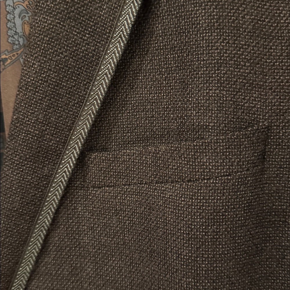 TALLIA Dark Brown Blazer with Gray Trim - Picture 4 of 6